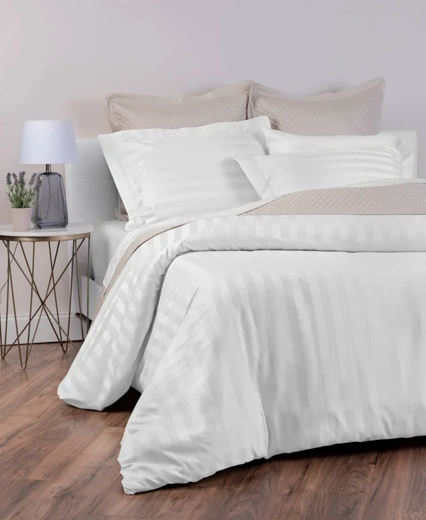 Charter Club Damask Stripe 100% Supima Cotton 550 Thread Count 3 pc. Duvet COVER - King, Created for Macy&s - Pomegranate (Burgun