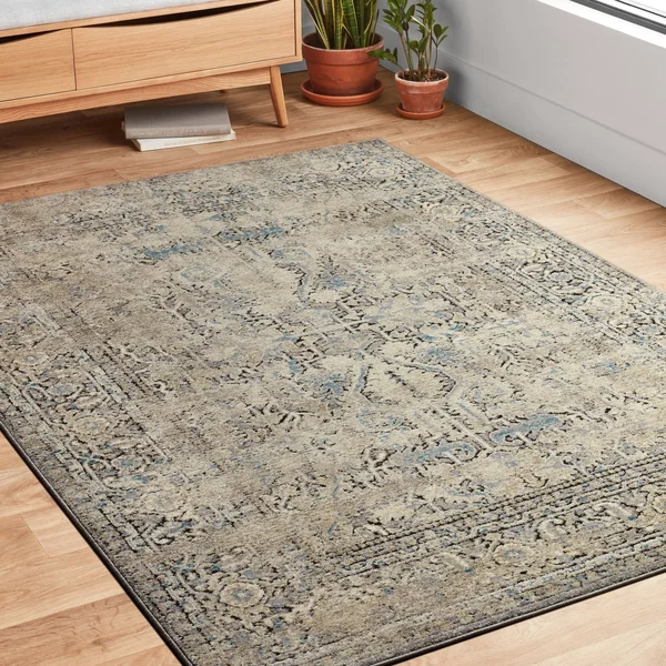 Alexander Home Antique Inspired Vintage Grey/ Stone Distressed Rug - 5&3 inch x 7&6 inch - Gray