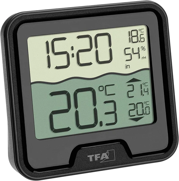 TFA Dostmann Marbella Wireless Pool Thermometer, Black, L110 x W110 x H210 mm