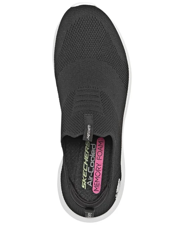 Skechers Women's Ultra Flex First Take Slip on Sneaker, Black/White
