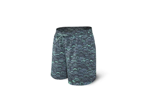 Saxx Men's Cannonball 7x22 Swim Shorts - Grey Fish Scales - Size Large