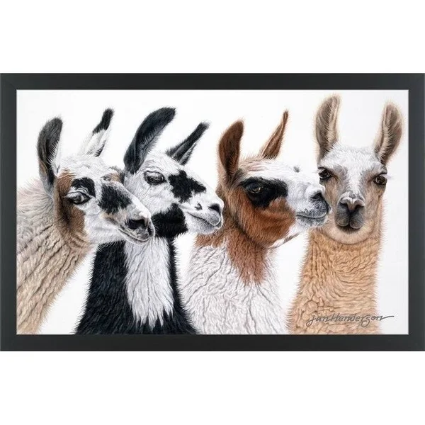 Easy Art Prints Jan Henderson's 'Peruvian Visitors' Premium Canvas Art - 25 x 40 - Classic Black Frame