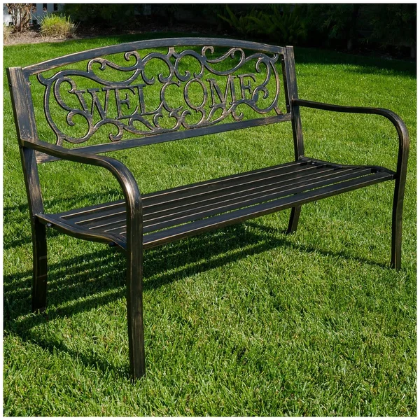 Belleze 50x22 Blossoming Garden Decorative Patio Park Bench - Bronze