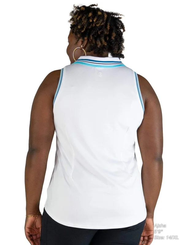 Jofit Women's Cutaway Rib Trim Polo Shirt in White Size Small