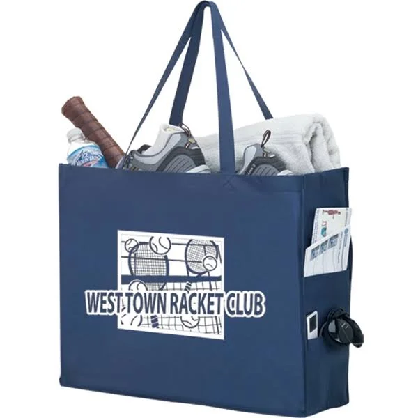 100 Pcs Side Pocket Tote Bag - Screen Print, 20" x 16"