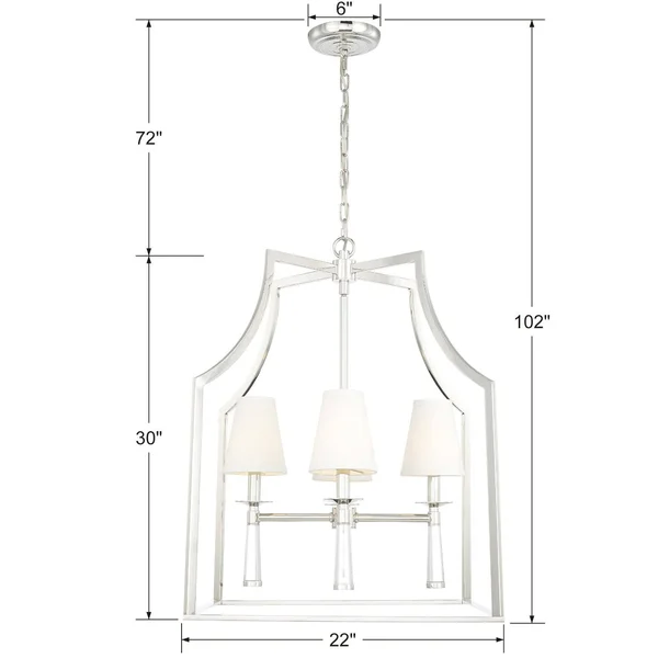 Crystorama 8864-PN Baxter 4 Light Chandelier, Polished Nickel