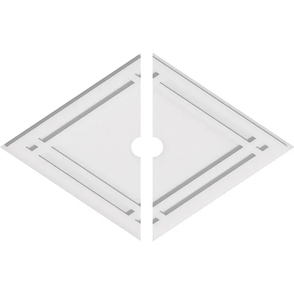 28 inchw x 18 5/8 inchh x 2 inchid x 9 3/4 inchc x 1 inchp Diamond Architectural Grade PVC Contemporary Ceiling Medallion - Two P