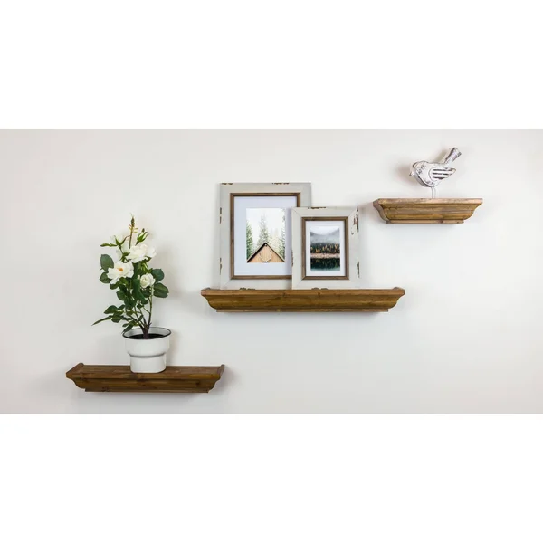 kieragrace Muskoka Fitz Wood Shelves - Walnut, 12-Inch, 18-Inch, 24-Inch, Set of 3, Brown