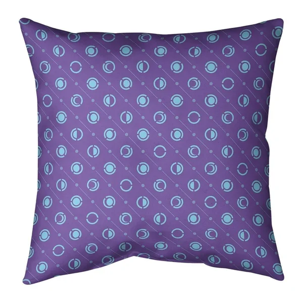 Two Color Moon Phases with Various Blues Throw Pillow - 14 x 14 - Teal & Navy Blue - Cotton