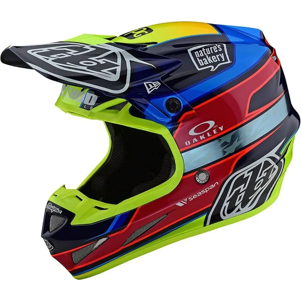 Troy Lee Designs SE4 Carbon Speed Team Blue Yellow Helmet - Size: Small