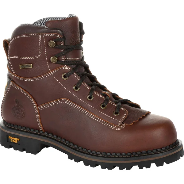 Georgia Boot Men's Amp LT Logger Low Heel Waterproof Work Boot, GB00270, Brown