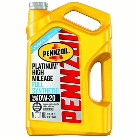 (9 Pack) Pennzoil Platinum High Mileage 0W-20 Full Synthetic Motor Oil, 5 qt