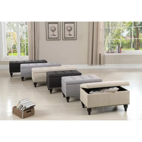 Copper Grove Bunlap Upholstered Storage Bench - Beige - 17x22x44x22x17x22
