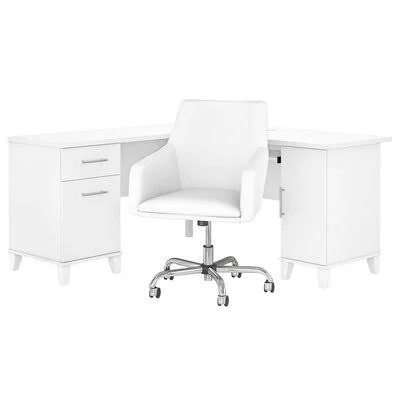 Javeon Reversible L-Shaped Desk and Chair Set Ebern Designs Color: White