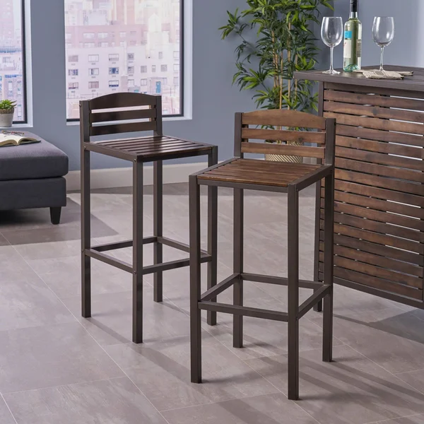 Set of 2 Lilith Acacia Barstools Dark Brown - Christopher Knight Home
