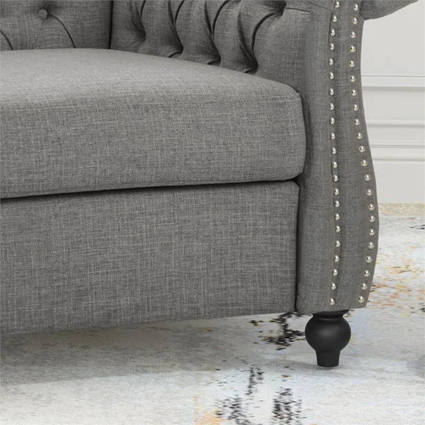 Noble House Westminster Chesterfield Fabric Club Chair in Dark Gray