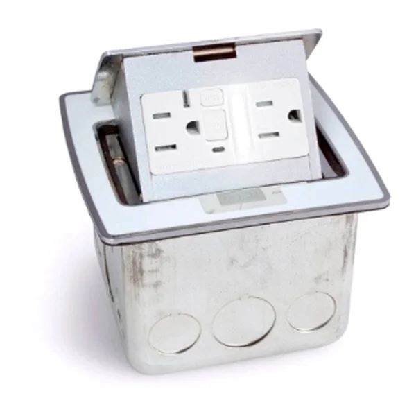 Lew Electric PUFP-CT-OW Off White Rectangular Pop Up Counter Top Cover/Floor Box, PUFP-WB Box and 20A GFI Receptacle