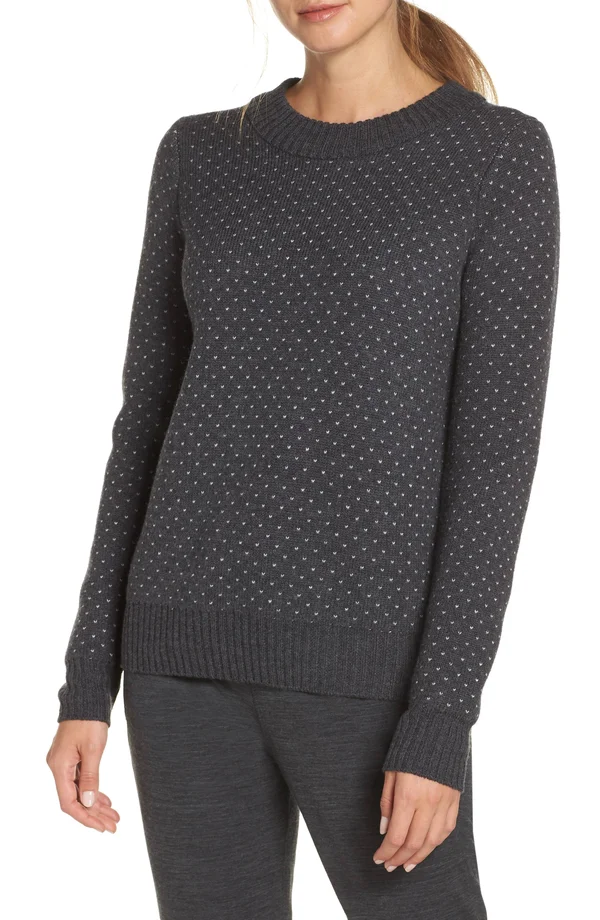 Icebreaker Womens Size L Waypoint Heathered Charcoal Black Merino Wool