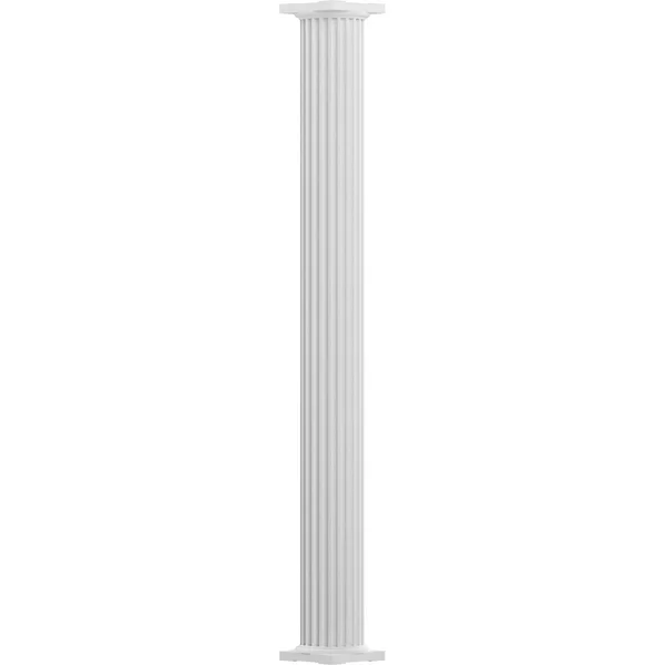 AFCO 10x22 x 10& Endura-Aluminum Column - Round Shaft (Load-Bearing 26, 000 lbs), Non-Tapered, Fluted, Textured White Finish w/ Ca