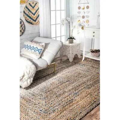 Brigid Hand-Braided Cotton Blue Area Rug Rug Size: Rectangle 2& x 3&