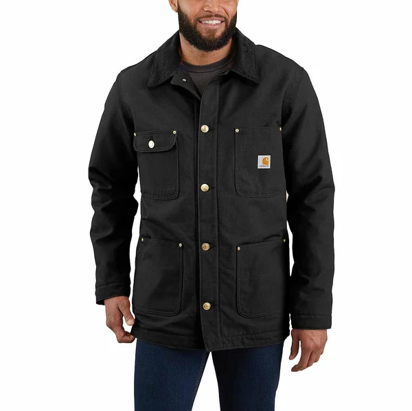 Carhartt Men's Firm Duck Chore Coat - Large Tall - Black