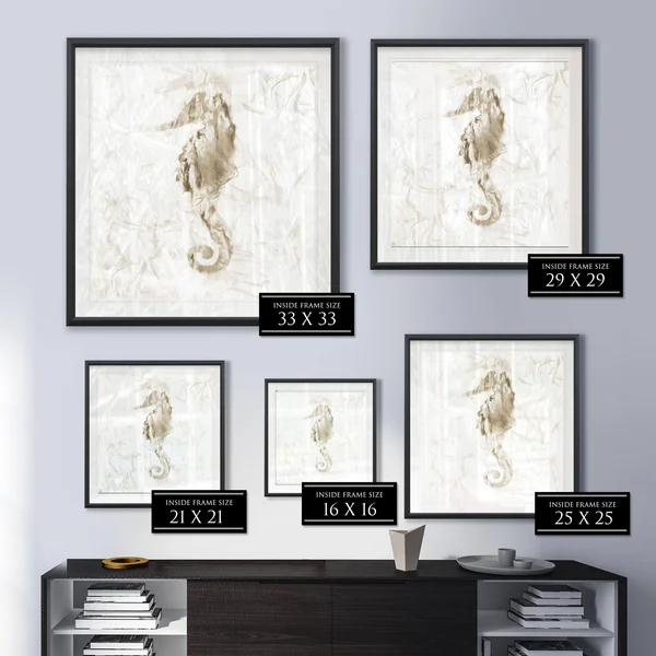 Soft Marble Seahorse -Framed Giclee Print - 28x28