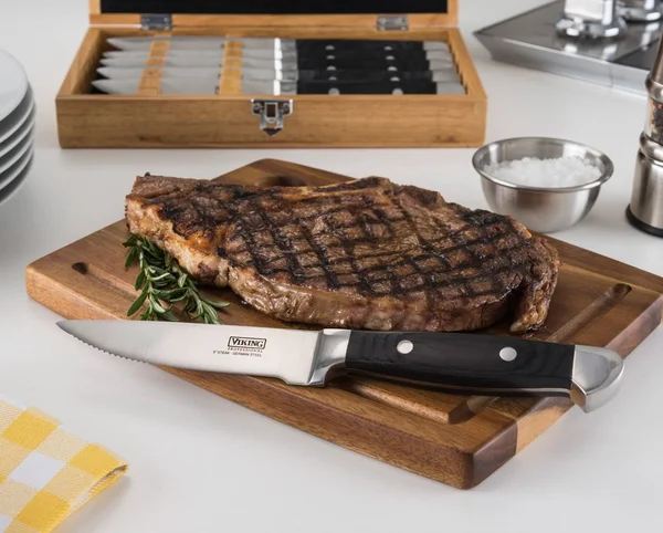 Viking Pakka Wood Steak Knife Set with Rubberwood Box - 6 Piece, Black