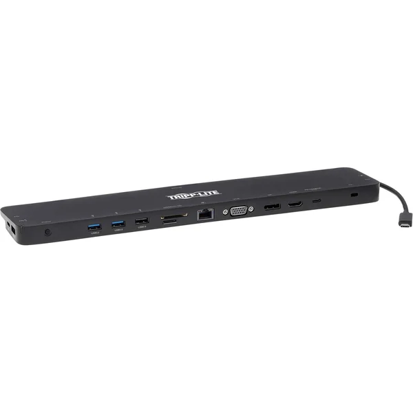 Tripp Lite Triple-Monitor USB C Dock USB C Docking Station with 4K HDMI & DisplayPort - VGA with USB-A/C, GbE, 100W PD, Black