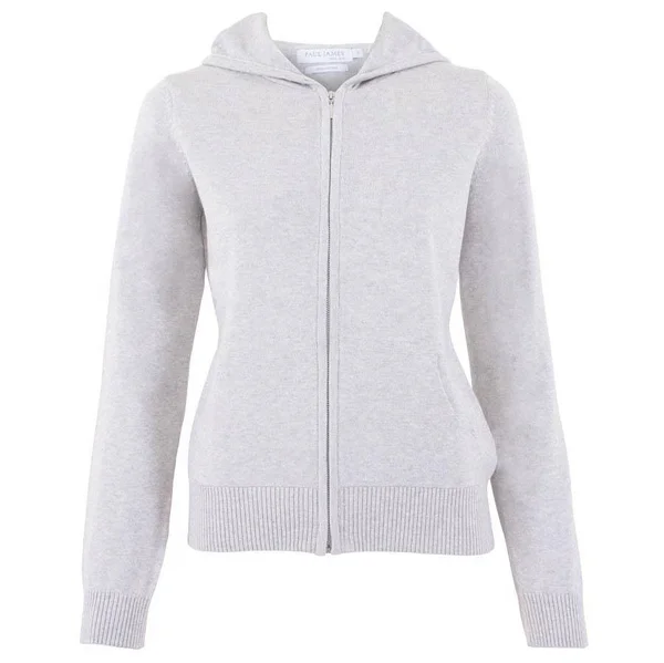 Womens 100% Cotton Zip Through Hoodie, Silver Grey, M