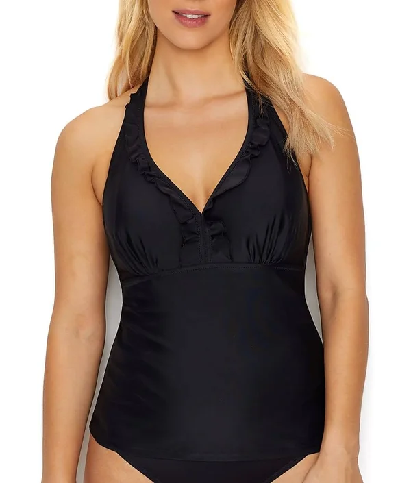 Pour Moi Splash Underwire Halter Tankini Swim Top, Black (6011) 34c