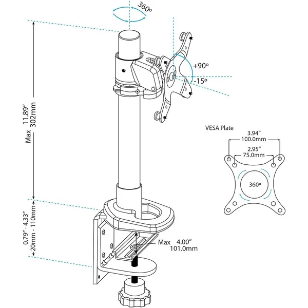 StarTech.com Height Adjustable Monitor Arm - Grommet, Desk Mount (armpivot)