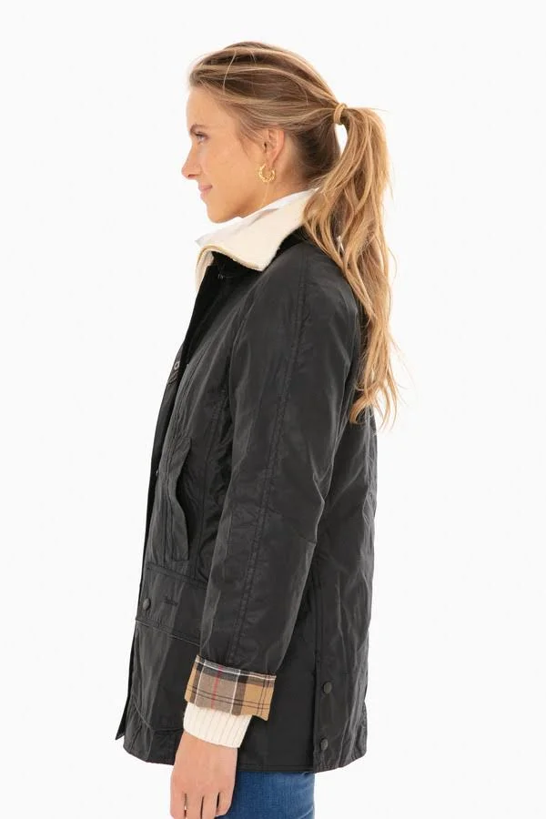 Barbour Navy Beadnell Wax Jacket, Navy, 0 (UK 4)