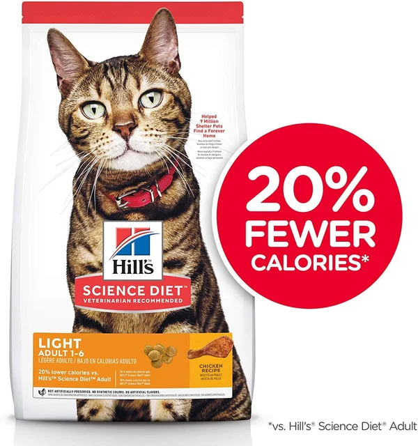 Hill&s Science Diet Dry Cat Food, Adult, Light for Weight Management, Chicken Recipe