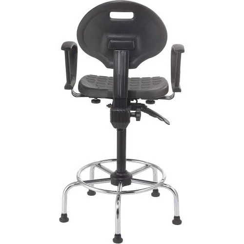 Shop Stool with Armrest - Polyurethane - 4 Way Adjustable - Black