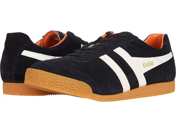 Gola Harrier Black Off White Orange Mens Suede Trainers, 8 UK