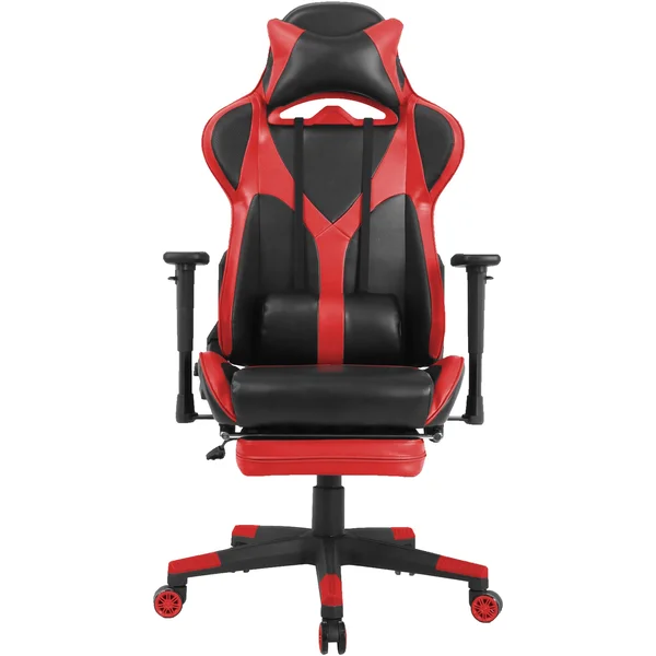 Lorell Foldable Footrest High-Back Gaming Chair - Red/Black
