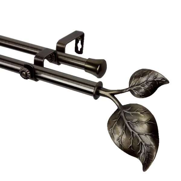 Rod Desyne Antique Brass Ivy Double Curtain Rod 66-In. - 120-In.