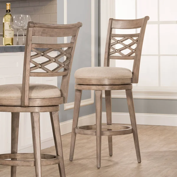 Hillsdale Furniture Chesney Weathered Grey Wood Swivel Bar Stool - 23x22W x 19.5x22L x 47.25x22H