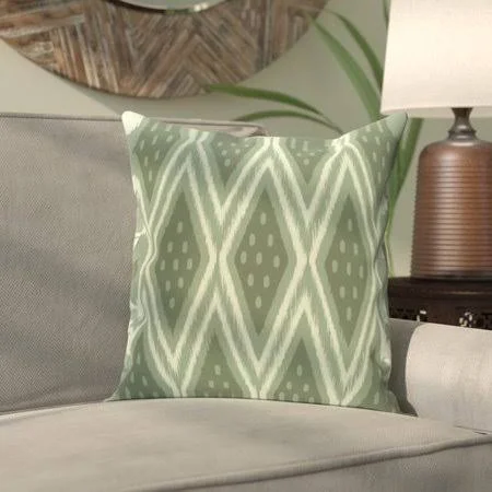 Bungalow Rose Sabrina Geometric Print Outdoor Pillow - Green