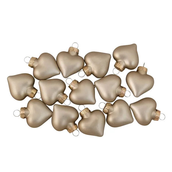 56ct Matte Gold Glass Heart Christmas Ornaments 1.75 inch (45mm)