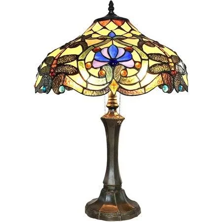 Radiance Goods Tiffany-style 2 Light Dragonfly Table Lamp 17 inch Shade