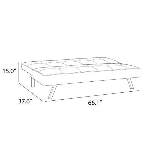 Serta Calgiri 66.1 in. Black Fabric 3-Seater Armless Convertible Tuxedo Sofa