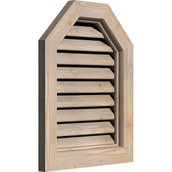 Ekena Millwork GVWOT30X2600SFPPI 30x22W x 26x22H Octagonal Top Gable Vent (35x22W x 31x22H Frame Size): Primed, Functional, Smoo