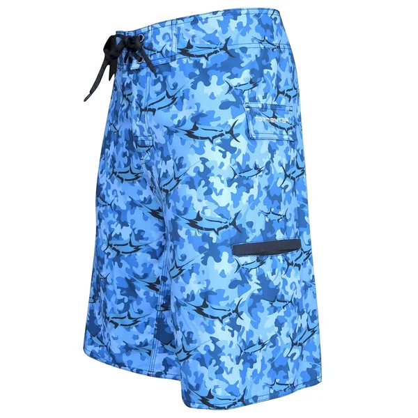 Tormenter Men's 4x4 Stretch Boardshorts (Marlin Camo Blue, 30)