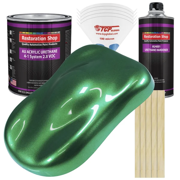 Restoration Shop Emerald Green Metallic Acrylic Urethane Auto Paint Complete Gallon Paint Kit - Single Stage High Gloss