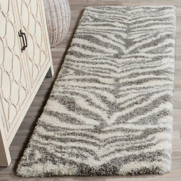 Safavieh PTS215A-29 2 ft. 3 in. x 9 ft. Portofino Shag Rectangle Rug Ivory & Grey