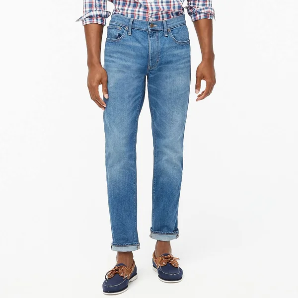 J.Crew Factory Mens Straight-Fit Jean in Signature Flex (Light Medium, Size 38x32)