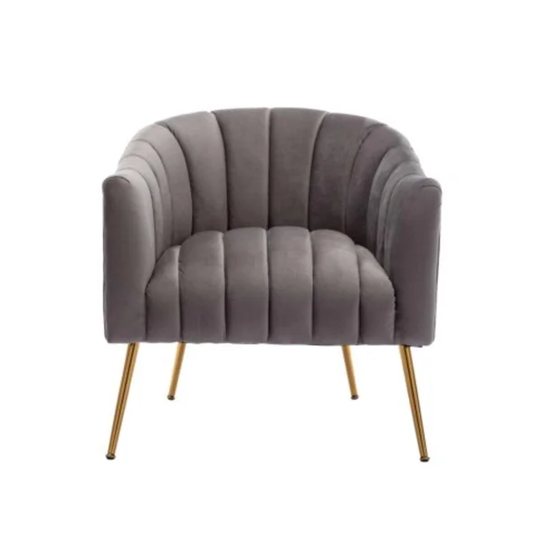 Modern 28.00x22 Wide Tufted Velvet Barrel Chair with Metal Legs, Fabric - Pink