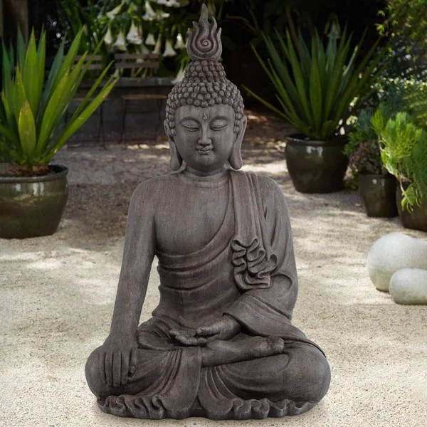 John Timberland Asian Zen Buddha Outdoor Statue 42x22 High Sitting for Yard Garden Patio Deck Home Entryway Hallway