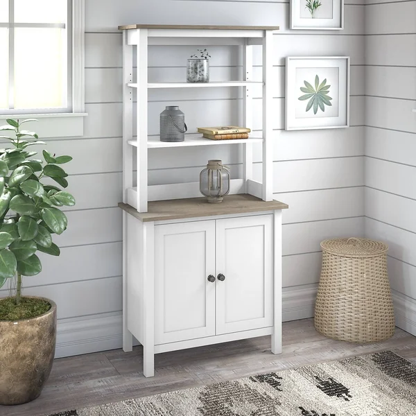 The Gray Barn Orchid Gulch 5-Shelf Bookcase with Doors (Pewter Finish - MDF - Assembly Required - White)